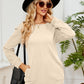 Ruched Shoulder Round Neck Long Sleeve Sweatshirt