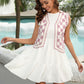Checkered Open Front Sleeveless Cove Up