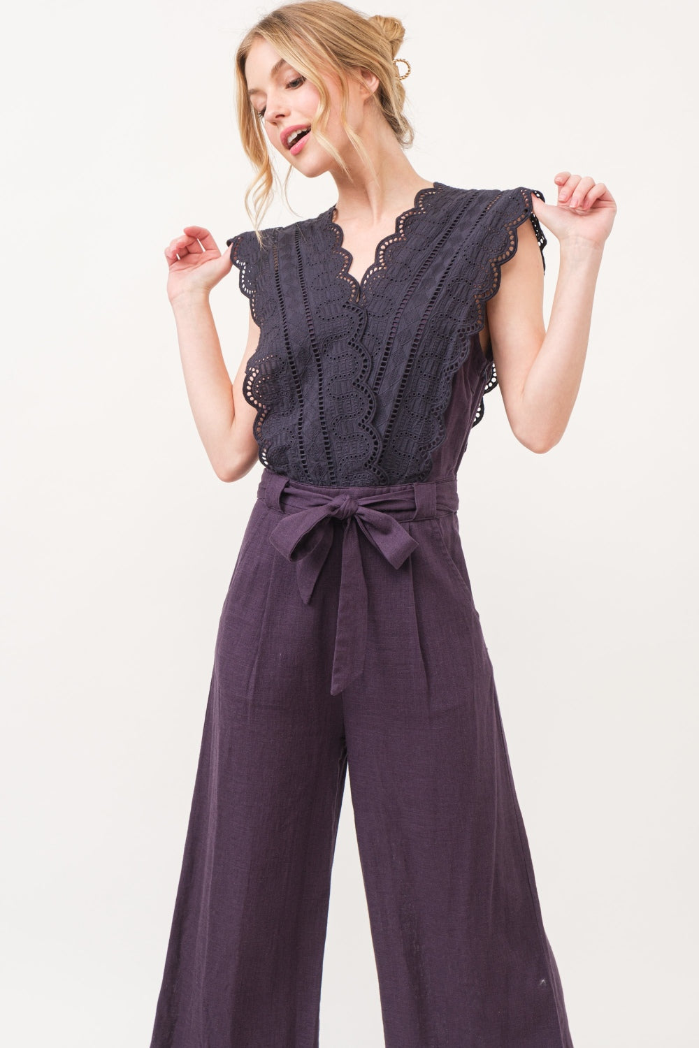 And The Why Laced Surplice Tie Waist Jumpsuit *