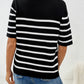 Striped Round Neck Half Sleeve Knit Top