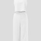 Round Neck Top and Wide Leg Pants Set
