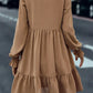 Frill Round Neck Flounce Sleeve Mini Dress