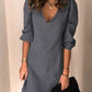 Full Size V-Neck Half Sleeve Mini Dress
