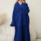 Pocketed Contrast Long Sleeve Hooded Lounge Dress