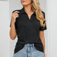 Johnny Collar Short Sleeve Blouse