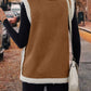 Full Size Contrast Open Front Sherpa Vest Coat