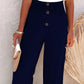 Full Size Decorative Button High Waist Pants