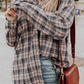 Drawstring Plaid Hooded Long Sleeve Shirt