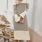 Striped V-Neck Long Sleeve Sweater Dress