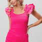 BiBi Ruffled Shoulder Strap Rib Texture Top - Brand BiBi