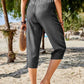 Pocketed Elastic Waist Capris