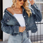 Button Up Long Sleeve Denim Jacket with Pockets