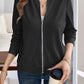 Baseball Collar Zip Up Long Sleeve Jacket