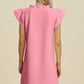 Double Take Full Size Ruffled V-Neck Cap Sleeve Dress