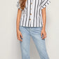 Striped Button Up Short Sleeve Shirt