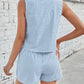 Lovelet Tied Plaid V-Neck Vest and Shorts Set