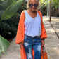 Letter Dropped Shoulder Long Sleeve Cardigan