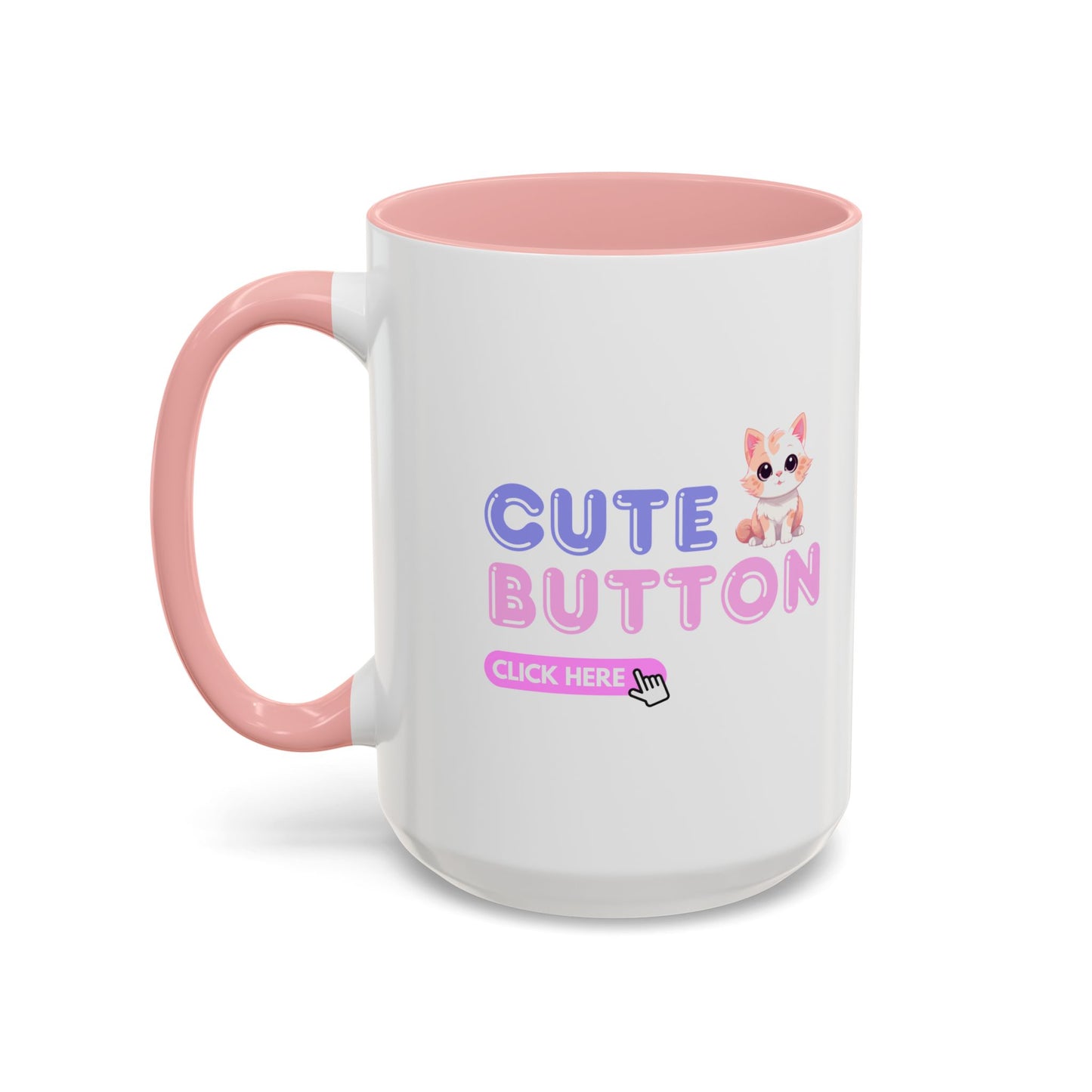 Cute Button Click Here Accent Coffee Mug (11, 15oz) | Made to Order