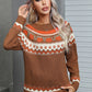 Angel Wings Geometric Round Neck Long Sleeve Sweater