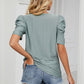 Eyelet Puff Sleeve Round Neck Blouse