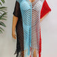 Fringe Color Block Scoop Neck Cover Up