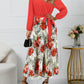 Pleated Printed Surplice Long Sleeve Dress