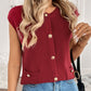 Perfee Pocketed Round Neck Cap Sleeve Cardigan