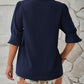 Full Size Notched Half Sleeve Blouse