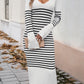 Striped V-Neck Long Sleeve Sweater Dress