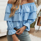 Off-Shoulder Flounce Sleeve Blouse