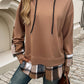 Devine Drawstring Plaid Long Sleeve Hoodie