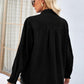 Raw Hem Button Up Long Sleeve Denim Jacket with Sequin Pockets