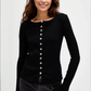 Basic Bae Texture Button Up Round Neck Long Sleeve Top