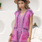 Printed V-Neck Cap Sleeve Romper