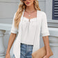 Full Size Eyelet Half Sleeve T-Shirt