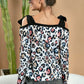 BiBi Leopard Shoulder Tie Long Sleeve Top - Brand BiBi