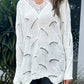 Lace Detail Openwork V-Neck Long Sleeve Sweater