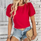 Round Neck Slit Short Sleeve Top