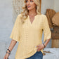 Eyelet Notched Half Sleeve T-Shirt
