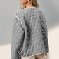 Double Take Contrast Trim Tie Front Quilted Jacket with Pockets