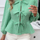 Tied Round Neck Long Sleeve Blouse