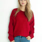 Round Neck Dropped Shoulder Long Sleeve Sweater