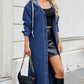 Button Up Long Sleeve Longline Hooded Denim Outerwear