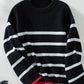 Striped Round Neck Dropped Shoulder Sweater
