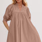Oh Frill Notched Puff Sleeve Babydoll Mini Dress