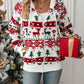 Drawstring Christmas Element Zip Up Hooded Jacket
