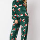 Christmas Hat Pattern Round Neck Long Sleeve Top and Pants Set