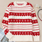 Geometric Round Neck Dropped Shoulder Sweater