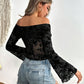 Off-Shoulder Flare Sleeve Lace Top