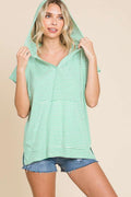 Culture Code Full Size Striped Short Sleeve Hooded Top *
